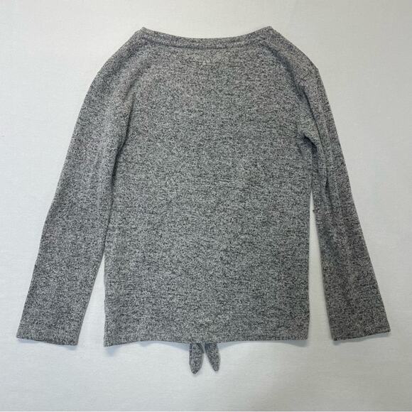 Cat & Jack Pullover Sweatshirt heather gray lightweight tie front girls Size 6 - Picture 3 of 7